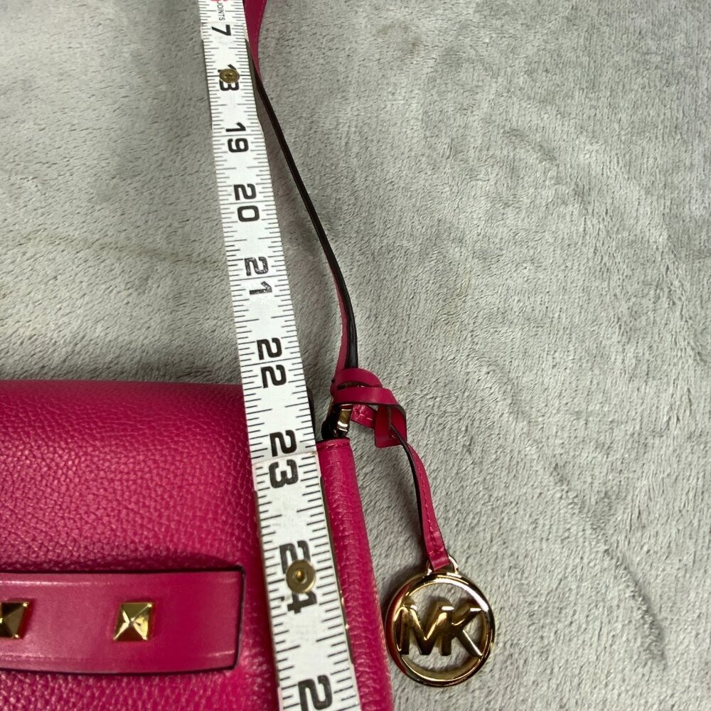 Michael Kors Addison Messenger Bag Women S Electric Pink Leather Crossbody Strap - Picture 7 of 16